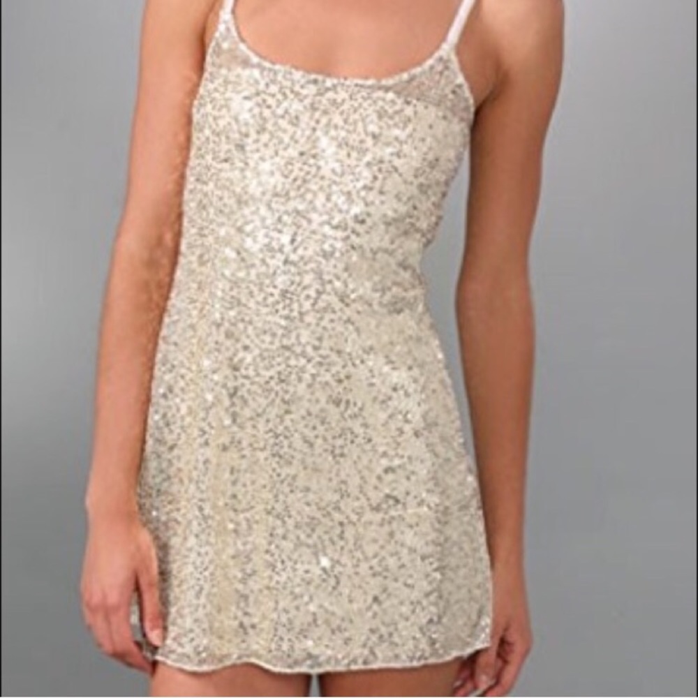 Free People Gold Sequin Slip